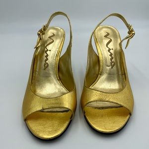 Nina Gold Slingback Heels